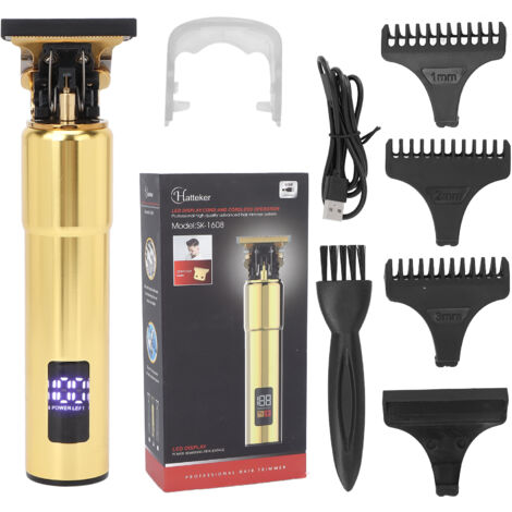 Tondeuse Cheveux Électrique Professionnelle Sans Fil Rechargeable avec Affichage LCD pour Hommes - Kit Coupe Cheveux Doré