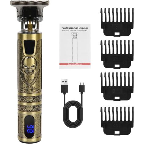 Tondeuse Cheveux et Barbe Homme Professionnelle, Rechargeable USB, Affichage LED, Silencieuse, Peignes de Coupe 1,5–4 mm, Étanche pour Finitions Précises -