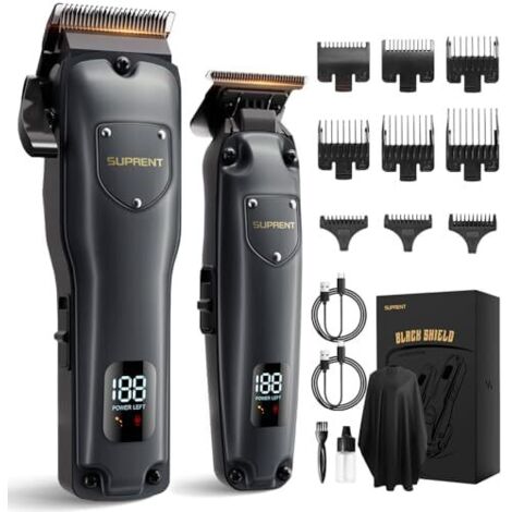 Tondeuse Cheveux Hommes, à Professionnelle Sans Fil, Set et T-Blade Barbe Trimmer, Coupe de Pour Hommes Cadeau(Gris) Gris -