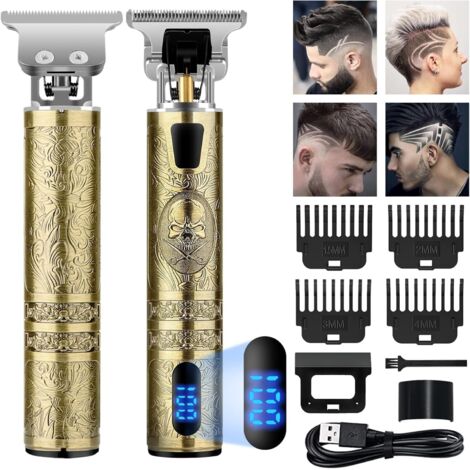 Tondeuse Cheveux Hommes, Barbe Electriques Professionnelle, Sans Fil Rasoir, Écran à LED, Rechargeable, Silencieuse pour les Enfants et la Famille Or -