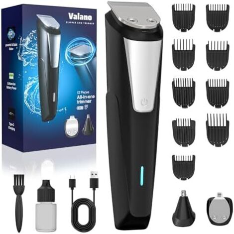 Tondeuse Cheveux Hommes, Barbe Homme Charge USB, à Nez, Professionnelle de Précision Kit 3 en 1 avec 9 Accessoires 16 mm -