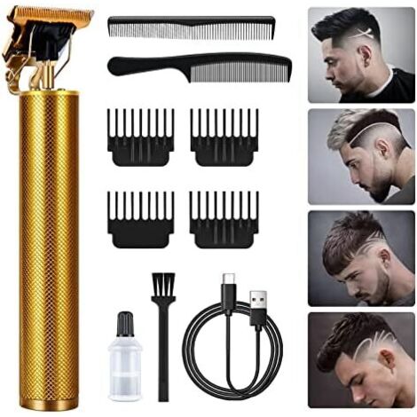Tondeuse Cheveux Hommes, Barbe Kit Homme Electriques, Sans Fil à Rasoir Kit, Rechargeable, Silencieuse pour salon de coiffure et la Famille (Or) Or -