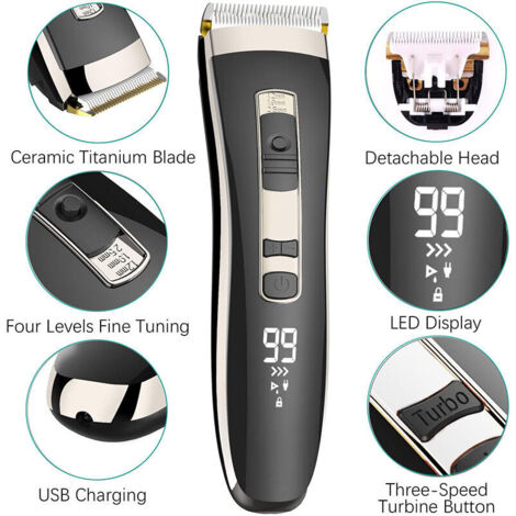 Tondeuse Cheveux Hommes Professionnelle sans Fil Tondeuse Barbe Rechargeable Coffret pour Hommes Famille