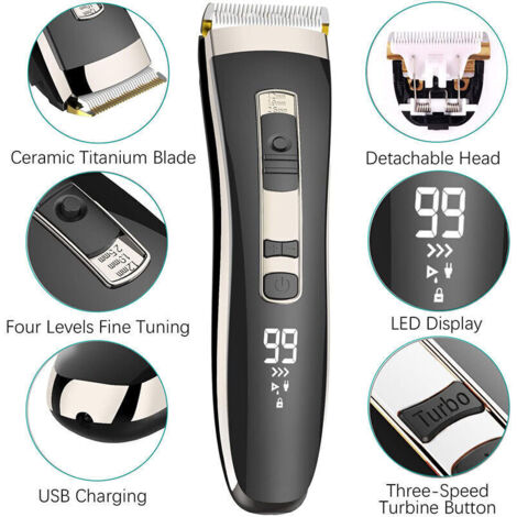 Tondeuse Cheveux Hommes Professionnelle sans Fil Tondeuse Barbe Rechargeable Coffret pour Hommes Famille