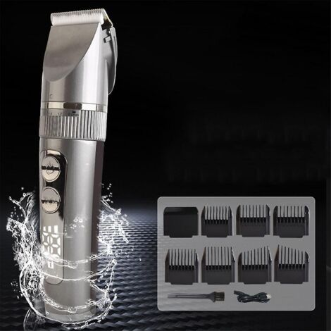 tondeuse Cheveux Lectrique Sans Fil Ipx6 Tondeuse Homme Professionnelle 3 Vitess Rglage De La Longueur  5 Niveaux Lames En Titane Et Cramique Avec