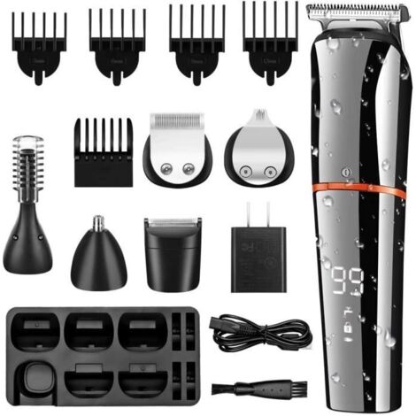 Tondeuse Cheveux Professionnelle Tondeuse Barbe Pour Hommes Tondeuse de Précision Imperméable Multifonctionnele 6 en 1
