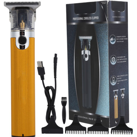 Tondeuse Cheveux Professionnelle USB Rechargeable - Coupe Précise - Finition Or