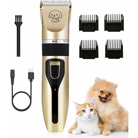 Tondeuse Chien Professionnelle, Tondeuse à poils d'animaux, tondeuse à cheveux avec câble USB rechargeable et silencieuse pour chiens et chats grands/longs/courts/frisés