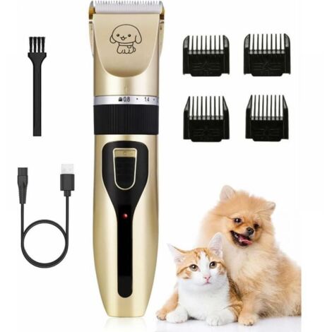 Tondeuse Chien Professionnelle, Tondeuse à poils d'animaux, tondeuse à cheveux avec câble USB rechargeable et silencieuse pour chiens et chats grands/longs/courts/frisés