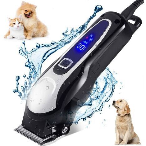 Tondeuse Chien Professionnelle,Tondeuse Chien Poil Long Epais Electrique sans Fil Kit,Tondeuse Animaux Chien Chat Professionnelle,Pet Grooming Kit,Lame Tranchante Sûre,Faible Bruit,Écran LCD