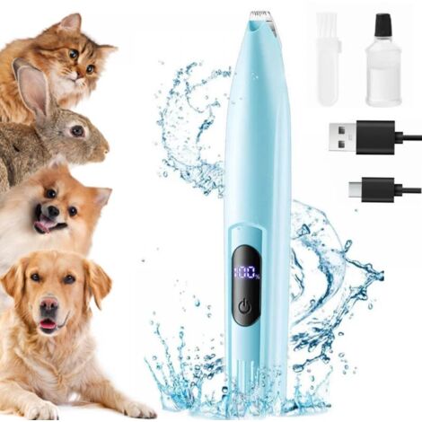 Tondeuse Chien, Tondeuse pour Chien Rasoir pour Chiens Chat Faible Bruit, Tondeuse étanche et Rechargeable pour Pattes D'animaux Avec Lumière LED pour Chat et Autres Animaux (bleu)