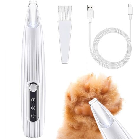 Tondeuse de Pattes de Chien,Chiens Toilettage pour Animaux de Compagnie avec Lumière LED,Rechargeable par USB Tondeuse pour Chiens,Chats,Pattes,Yeux,Oreilles,Visage,Corps,Blanc