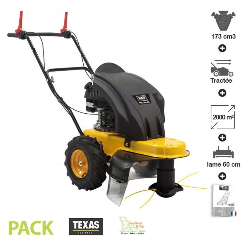 Texas - Tondeuse débroussailleuse à roues tractées 3,9 cv 173 cm3 coupe 60cm ProTrim600TR