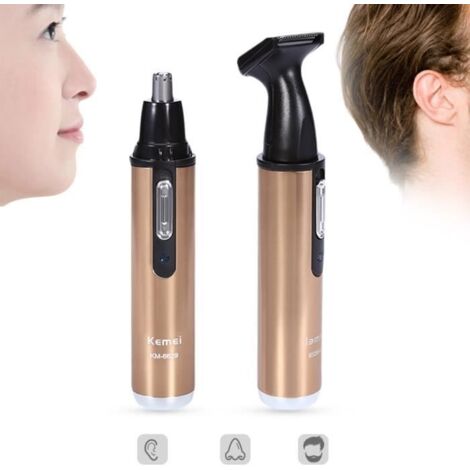 Tondeuse électrique 2 en 1 Cheveux Barbe rouflaquettes Rasage Poils du Corps Nez Oreille Professionnelle Visage Coupe-Soins