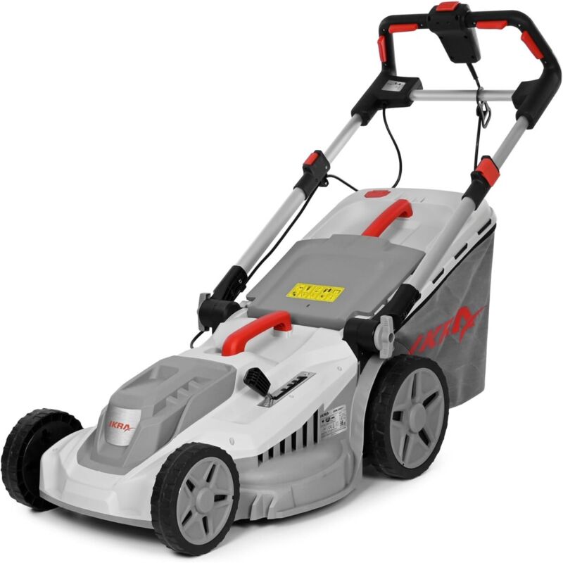 IKRA Tondeuse &eacute;lectrique 2000W Tonte & Ramassage Mulching Largeur de coupe 43cm, 5 Hauteurs de coupe, Tondeuse gazon Bac 50L 