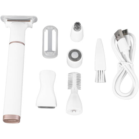 Tondeuse Électrique 5 en 1 pour Femmes - Rasage Silencieux Rechargeable avec Têtes Lavables
