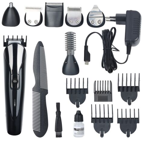 Tondeuse Électrique 6 en 1 pour Barbe, Corps, Nez et Aisselles - Rasoir Multifonction 100-240V Prise UE