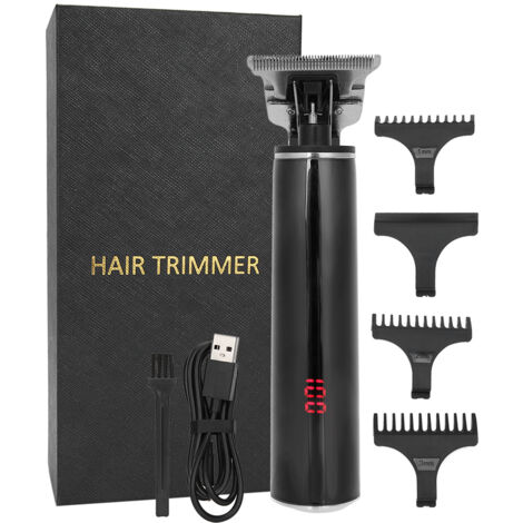 Tondeuse Électrique Imperméable avec Écran LCD - Coupe Cheveux Maison Noir