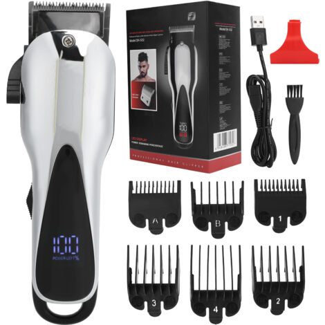 Tondeuse Électrique LED Silencieuse avec Affichage Numérique pour Coupe de Cheveux