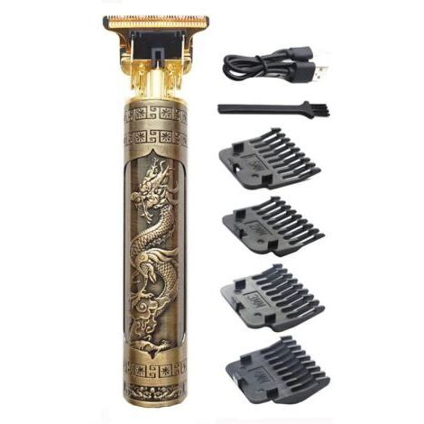 Tondeuse électrique pour homme, rechargeable, coupe-cheveux électrique en T avec peigne guide (sans jeu), kit de coupe (Dragon)
