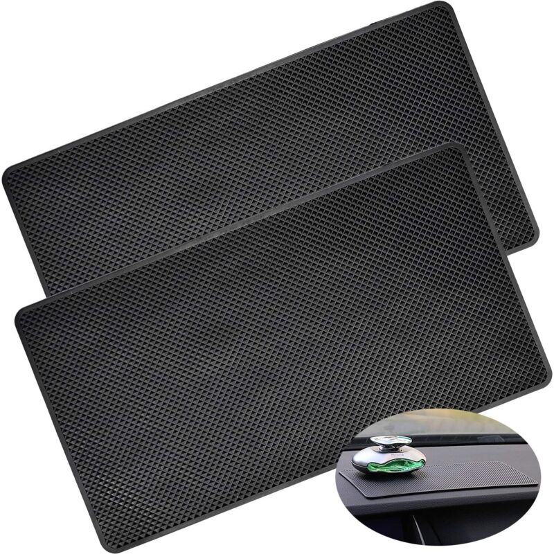 2 Pcs Tapis Anti-Glisse Voiture, 27 x 15 cm Tapis Antidérapant en Silicone Mat Universel Support pour Smartphone Tablette - Tableau de Bord/Table de