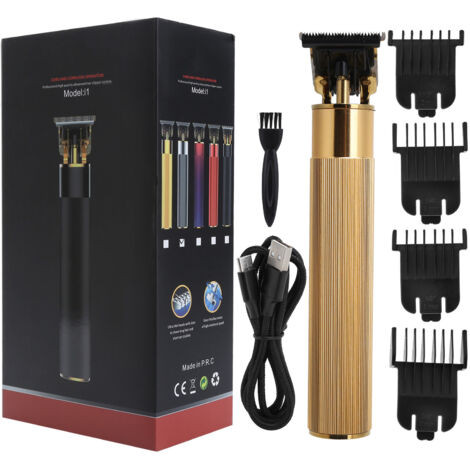 Tondeuse Électrique Professionnelle Rechargeable pour Cheveux et Barbe - Machine à Couper Dorée