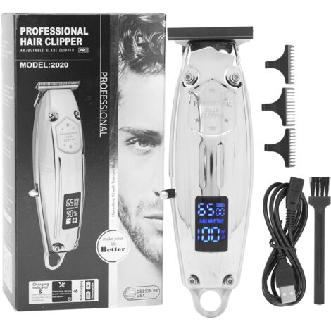 Tondeuse Électrique Puissante avec Écran LCD - Tondeuse à Cheveux Dorée pour Hommes - Outil de Coiffure Argenté