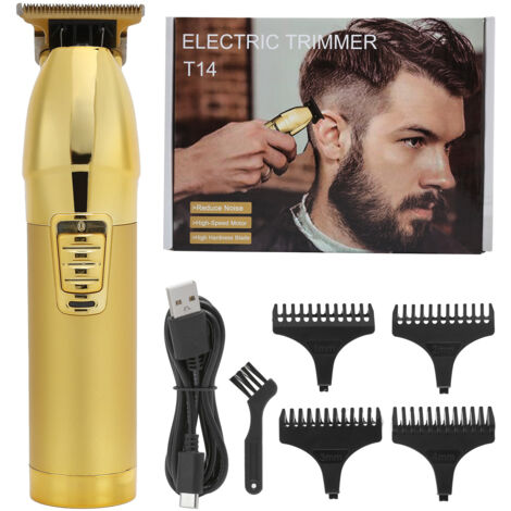 Tondeuse Électrique Rechargeable USB pour Cheveux avec Tête Huilée et Finition Dorée