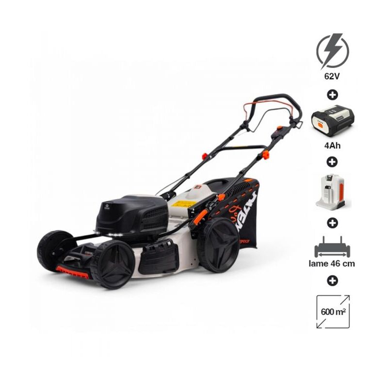 DAEWOO Tondeuse &eacute;lectrique sans fil 62V , lame 46 cm, batterie 4Ah et chargeur - DALLM62-18SP-K1