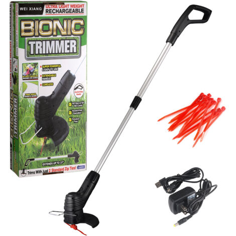 Tondeuse électrique sans fil rechargeable, coupe-herbe portable petit modèle, désherbeur domestique avec 4 lames en nylon