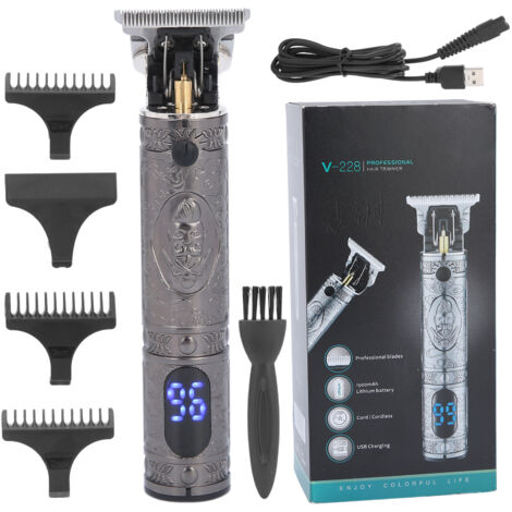 Tondeuse Électrique USB Rechargeable en Métal, Coupe-Cheveux Portable Machine à Tailler Argenté