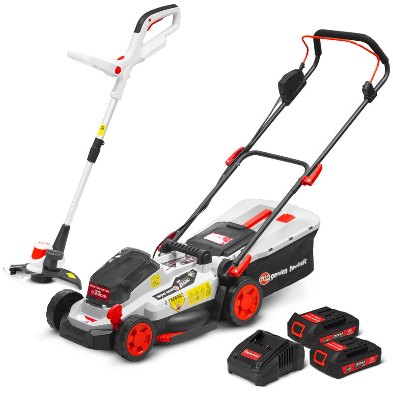 Elem Garden Technic - Tondeuse et coupe bordures rechargeables 20V max + 2 batteries - Elem Garden.