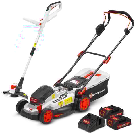 ELEM GARDEN TECHNIC Tondeuse et coupe bordures rechargeables 20V max + 2 batteries - Elem Garden.
