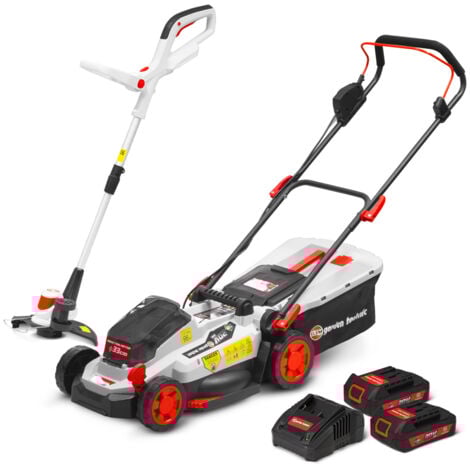 ELEM GARDEN TECHNIC Tondeuse et coupe bordures rechargeables 20V max + 2 batteries - Elem Garden.