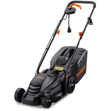Tondeuse gazon électrique 1300W – Lame acier 33cm, hauteur réglable 25-65mm (5 positions), bac 35L, efficacité ramassage 95%, poignée confort