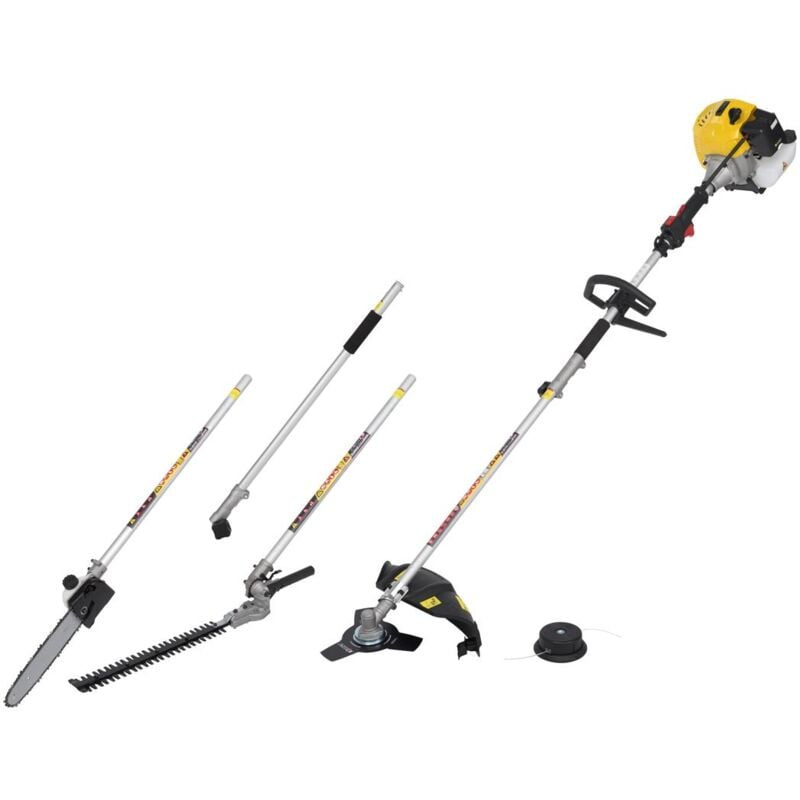 Powerplus - Multi-Outil de Jardin Thermique POWXG3026 - Outillage de Jardin 4-en-1 de 42,7 cc, Taille-Haie, Coupe-Bordure, Tronçonneuse et