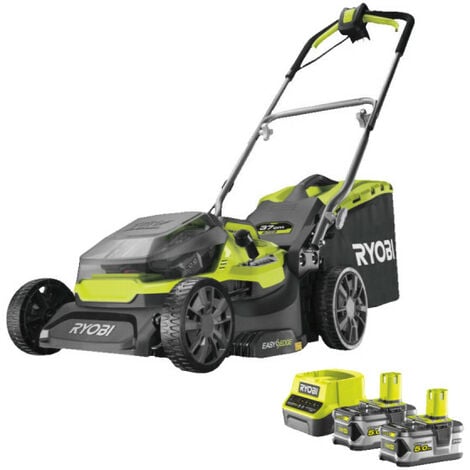 Tondeuse hybride RYOBI 18V LithiumPlus coupe 37cm - 2 batteries 5.0 Ah - 1 chargeur rapide RY18LMH37A-250