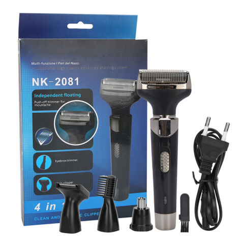 Tondeuse Multifonction 4 en 1 : Rasoir Électrique, Coupe-Nez, Coupe-Favoris et Ciseaux à Sourcils, Prise EU 110‑240V