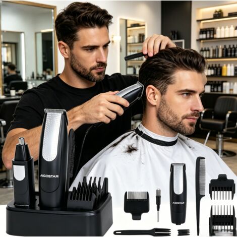 Tondeuse Multifonction Homme Aigostar en Plastique Durable, Kit de Coupe Cheveux et Tondeuse Nez Portable, Soin Personnel Pratique au Quotidien
