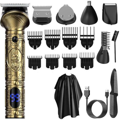 tondeuse Nez Et Barbe 6 En 1 Tondeuse Barbe Tondeuse Cheveux Professionnelle Pour Homme Avec Lame En T Rasoir Kit De Coupe De Cheveux Chauve 0 Mm
