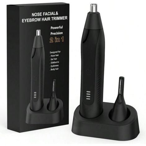Tondeuse nez et sourcils rechargeable  Épilation 2 en 1 en métal pour un toilettage professionnel  Indolore  Convient aux poils des oreilles, à la barbe et aux racines des cheveux  Un incontournable p