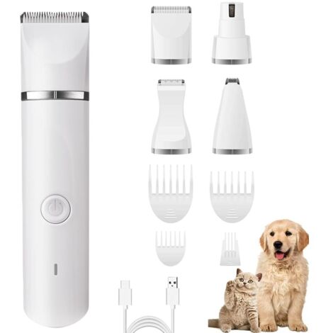 Tondeuse pour chien 4 en 1 anti-stress, tondeuse à ongles rechargeable, tondeuse à griffes et lime électrique pour les pattes, les oreilles et le visage