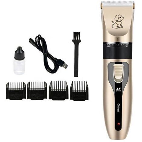 Tondeuse pour chiens et chats, 4 sabots interchangeables, 6 vitesses, batterie rechargeable, fonctionnement silencieux