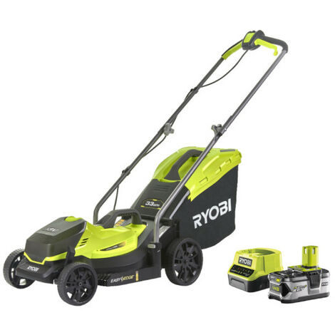 Tondeuse poussée RYOBI 18V OnePlus LithiumPlus coupe 33cm - 1 batterie 4.0Ah - 1 chargeur RLM18X33B40