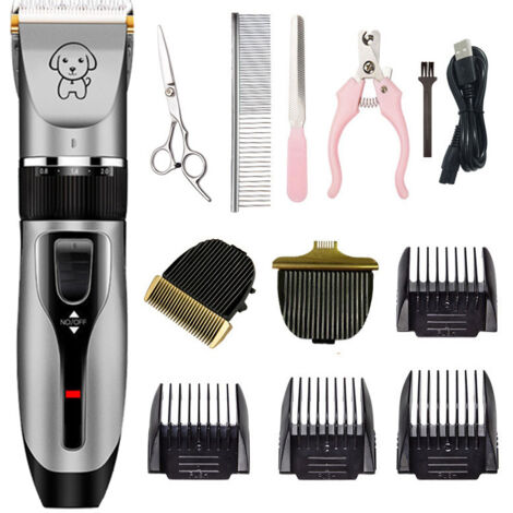 Tondeuse professionnelle sans fil pour chiens et chats à poils longs et épais - Kit de toilettage (lot de 4)-AquaForge