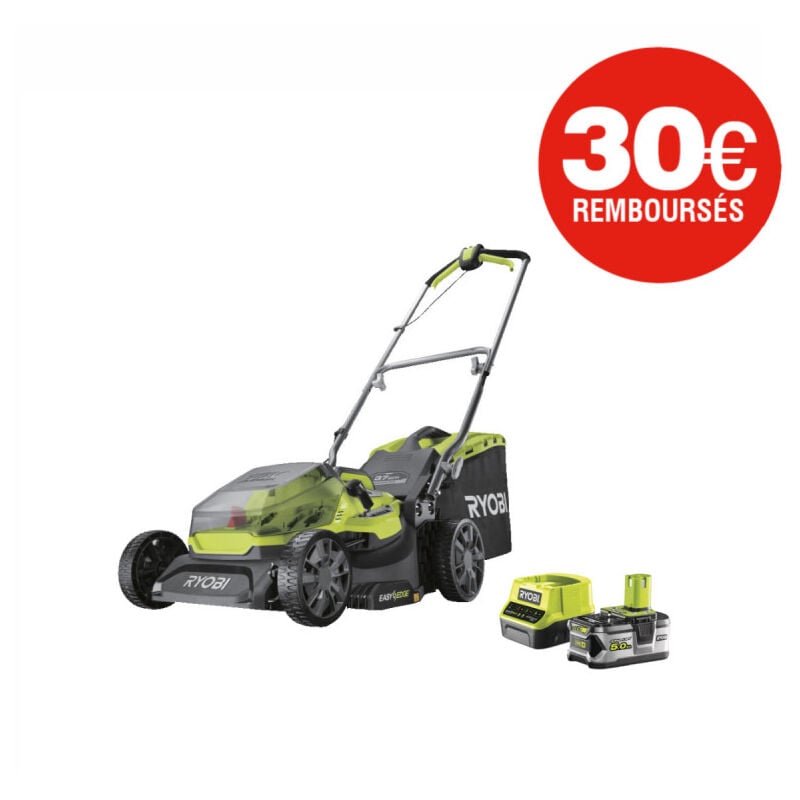 Tondeuse Ryobi 18V LithiumPlus Brushless coupe 37cm - 1 batterie 5,0 Ah - 1 chargeur rapide - RY18LMX37A-150
