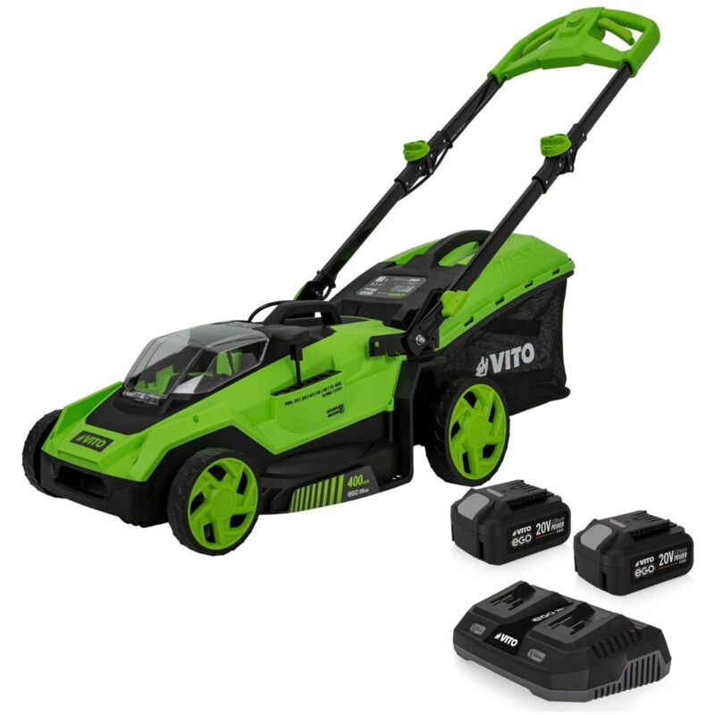 Tondeuse 40V - 2 Batteries lithium 3.0Ah Chargeur double Moteur Brushless 600m2 Vito