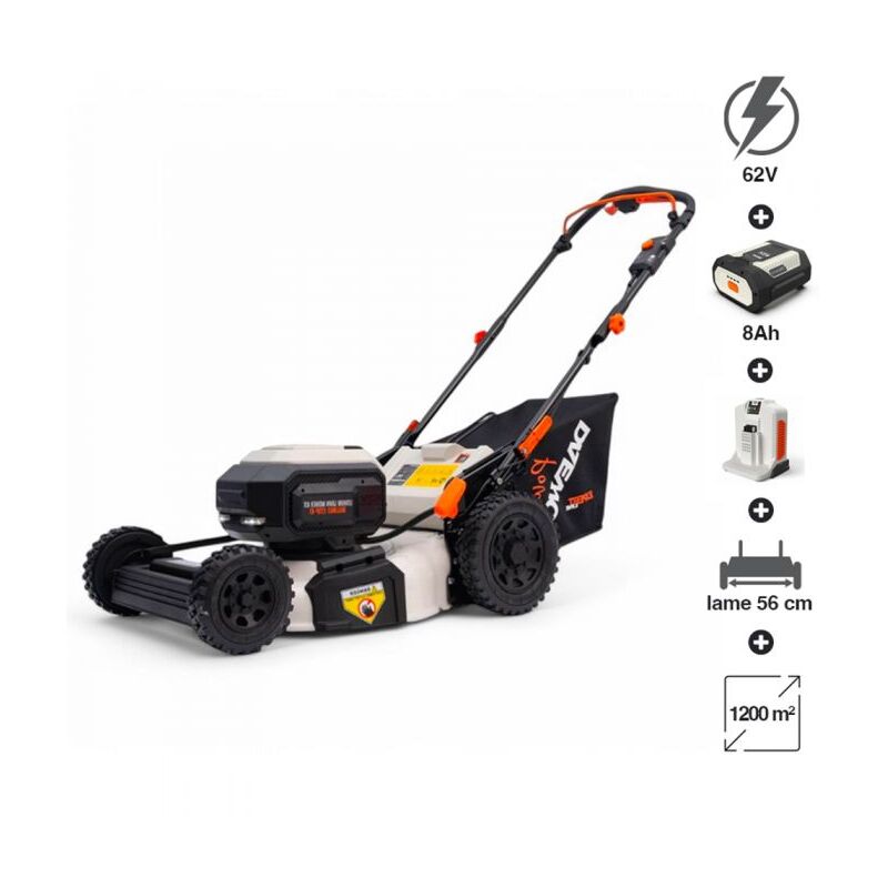 DAEWOO Tondeuse Sans Fil 62v , Lame 56 Cm, Batterie 8ah Et Chargeur - Dallm62-22sp-k1