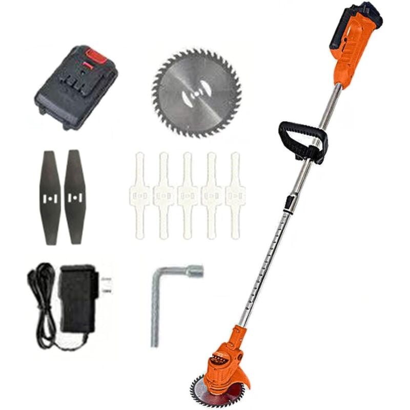 Tondeuse télescopique sans fil améliorée, coupe-bordures, sécateur, coupe-bordures à batterie avec 3 lames (24 v, 1 batterie)