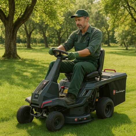 Tondeuse thermique autoportée essence 7CV 224cm³ – 4 vitesses avant + 1 marche arrière – Largeur de coupe 60cm – Mulching et éjection latérale – Lamborghini - 224Cm3